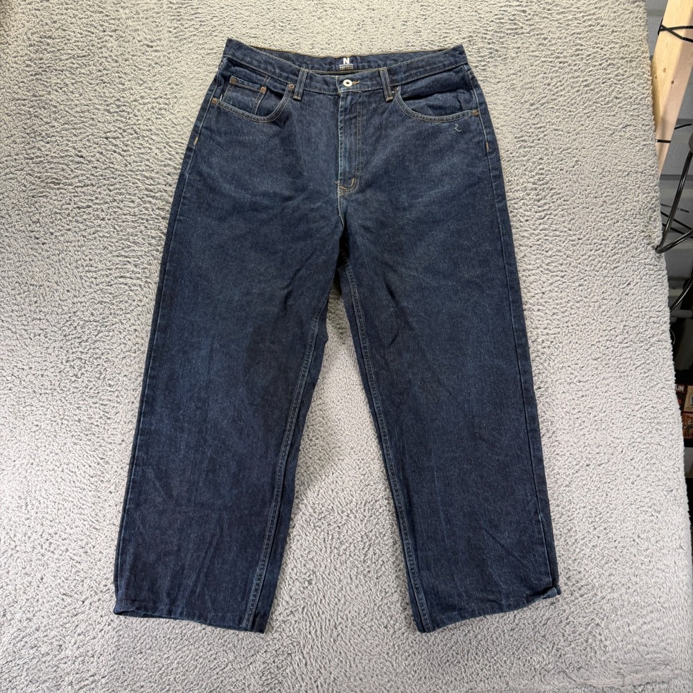 Vintage Nautica Jeans Men 36x30 Blue Cotton Denim Straight Baggy Travel Workwear